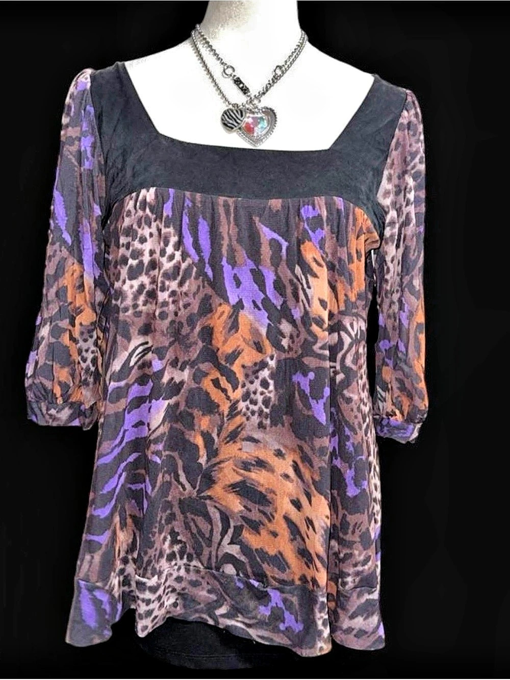 Weston Wear Animal Print Blouse in Purple & Black Size Medium